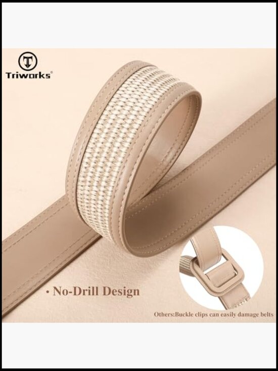 Wide Woven Braided Belt No Hole Adjustable Boho Leather Waist Cinch